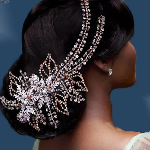 Heandmade Bridal set  Hairpiece, Necklace, earrings and Bridal sash main image 6